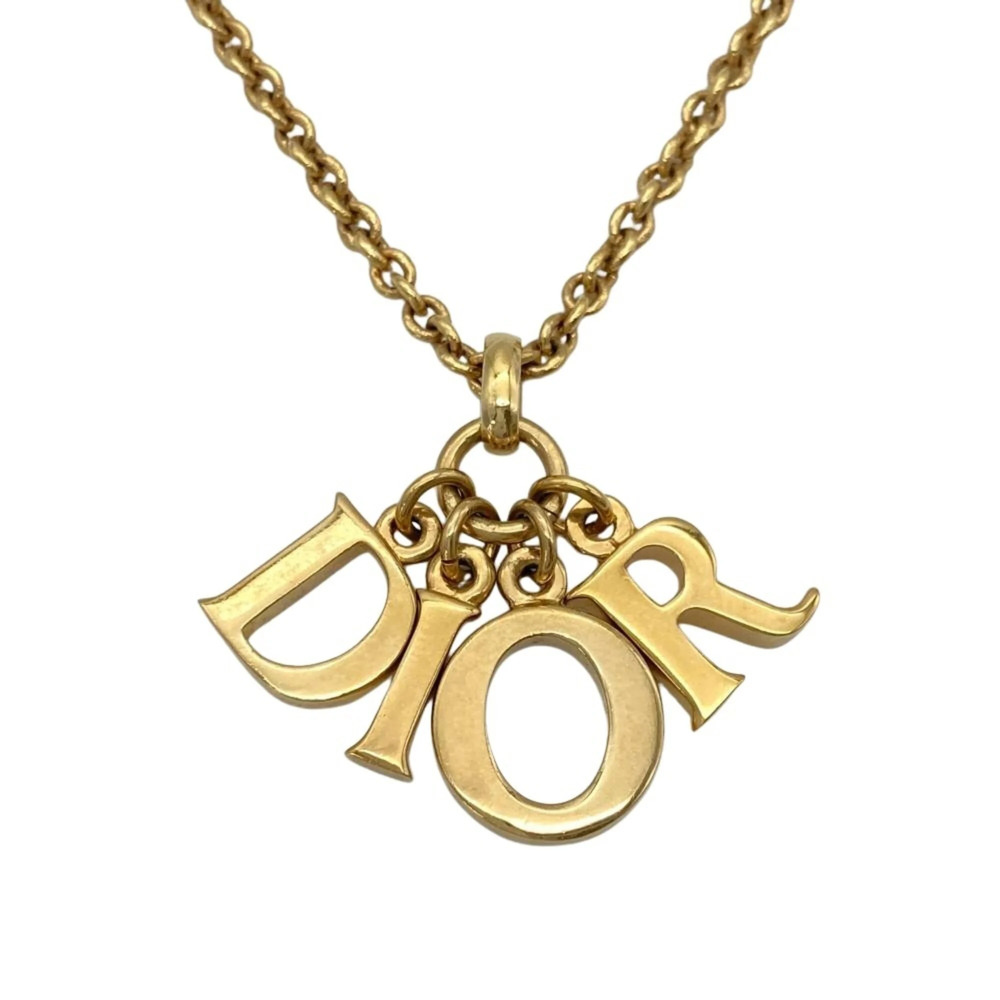 Christian Dior CD Logo 4-Charm Necklace, GP Gold, Women's